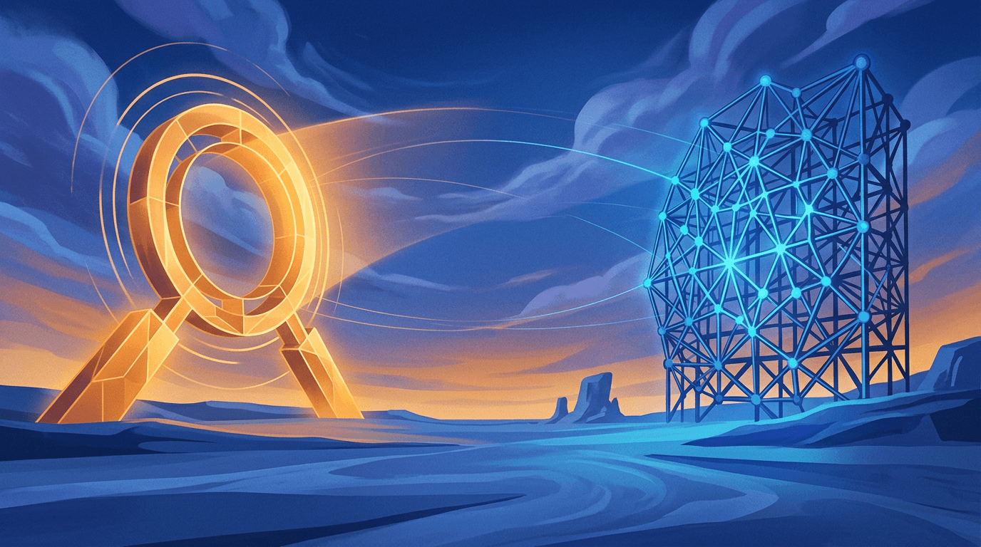 LinkedIn Ads vs Google Ads for B2B SaaS comparison 2026 -- two glowing abstract structures representing search intent and professional targeting